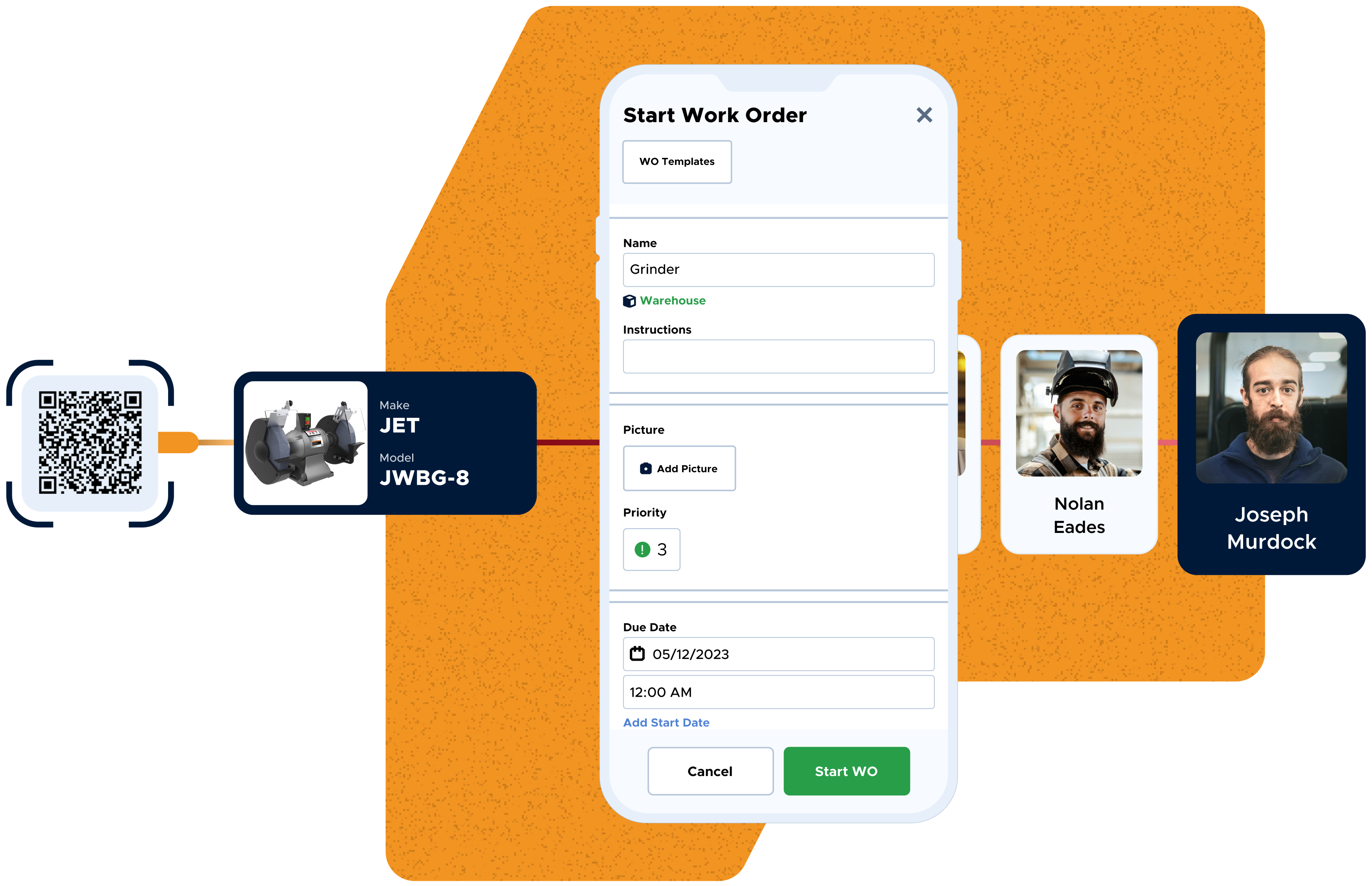 Create work orders with a scan or a click