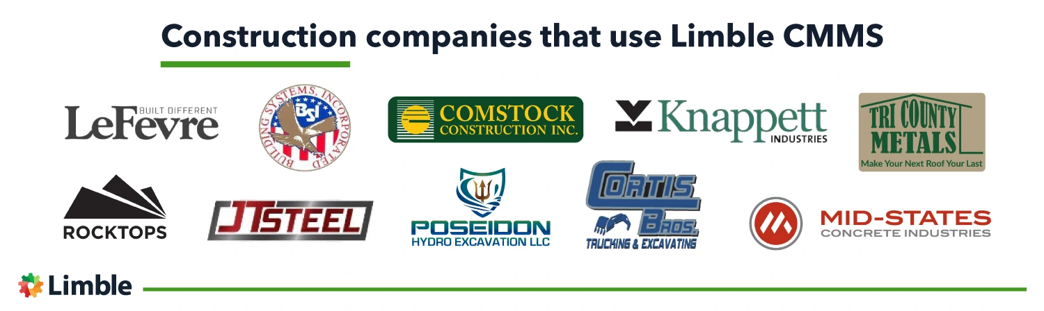 Construction companies that use Limble CMMS
